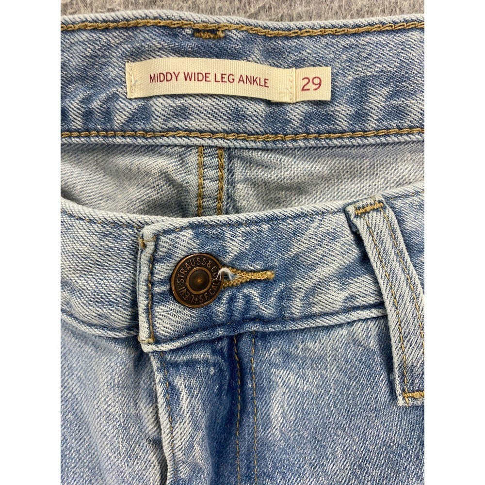 Levi's Middy Wide Leg Ankle Jeans Light Wash Womens Size 29 (29x24) Grunge Y2K - Picture 6 of 10